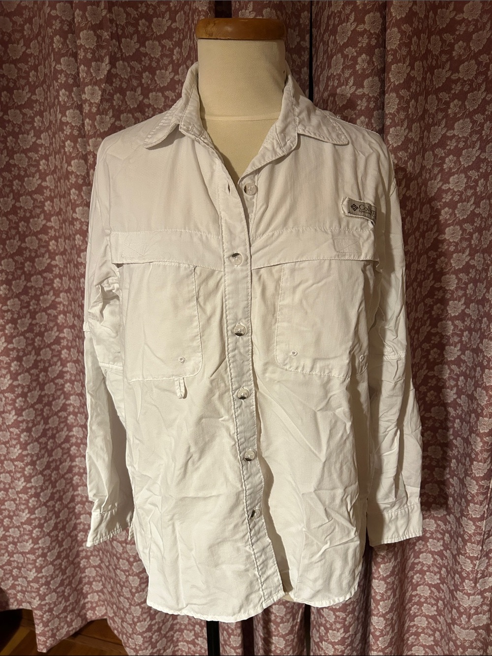 Columbia White Lightweight Long-Sleeve Shirt Jacket